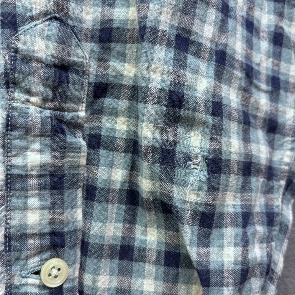 Polo Ralph Lauren Blake Mens Large Blue Gingham Plaid Cotton Button Down Shirt
